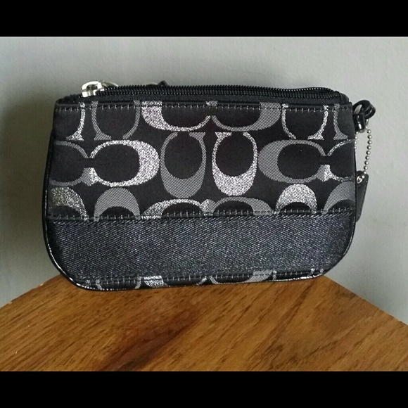 Coach Navy Blue/Silver Lurex Wristlet - Picture 2 of 3