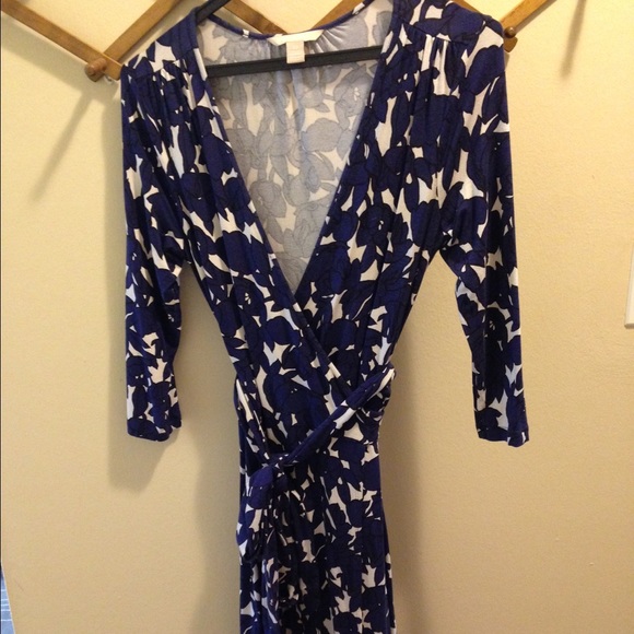 Navy Floral Banana Republic Wrap Dress