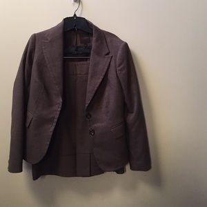 Brown 2 piece suit jacket and skirt