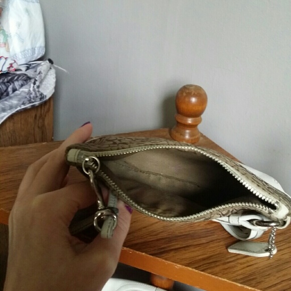 SOLD Coach Khaki/White Wristlet w/ Tassel - Picture 3 of 3