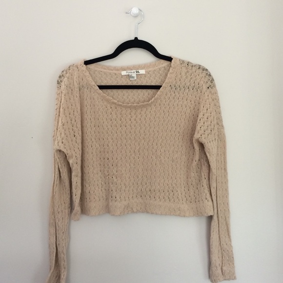 Beige Knit Cropped Sweater