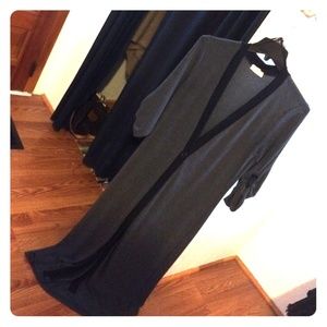 Very long soft grey duster cardigan