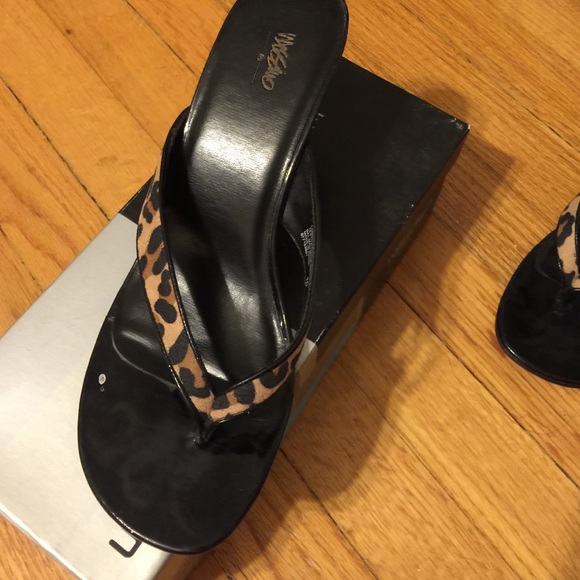 Leopard print slip on heels