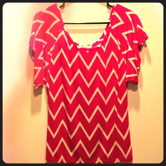 Old Navy Pink & White Striped Short Sleeve Top