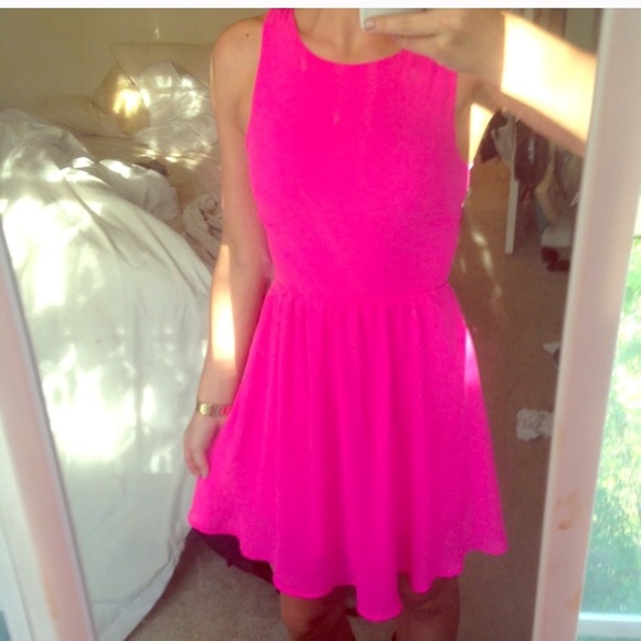 Open back pink dress