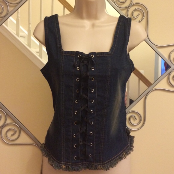 🎉HOST PICK🎉Jean Lace Up Look Vest