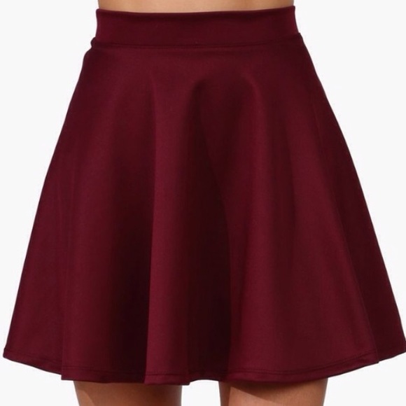 burgandy high waisted skirt