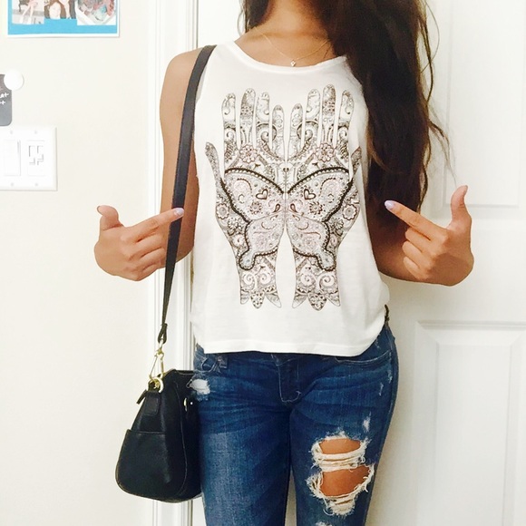 Intricate butterfly hamsa tank top