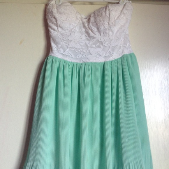 White lace teal dress