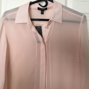 100% silkSheer blouse pink by BeBe. Long sleeve