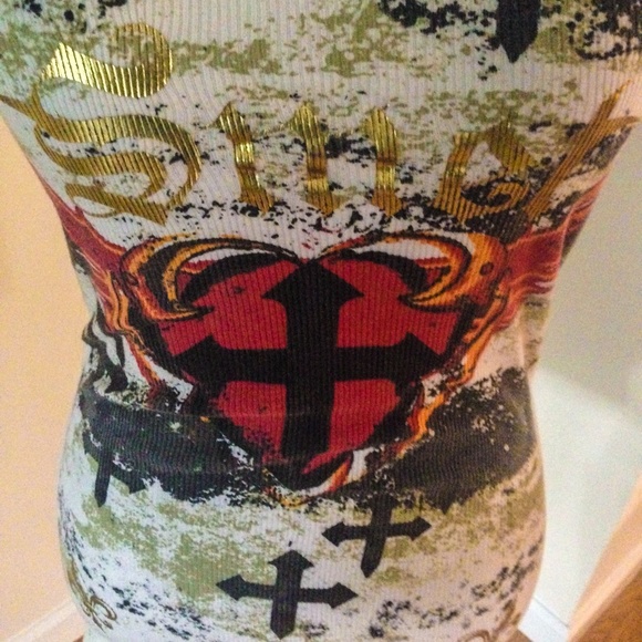 Smet by Christian Audigier gold printed tank - Picture 3 of 4