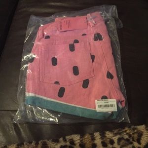 Nasty gal watermelon shorts pink size large