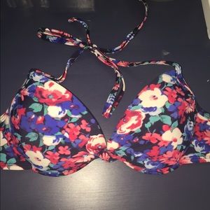 Blue Pink white swim top