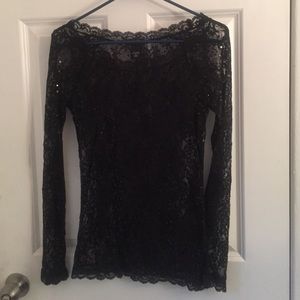 Mods Black Lace Sequined Top