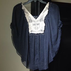Crochet/Polka Dot top