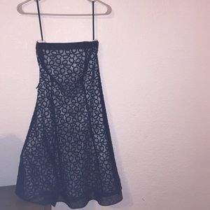 A black and white laced dress