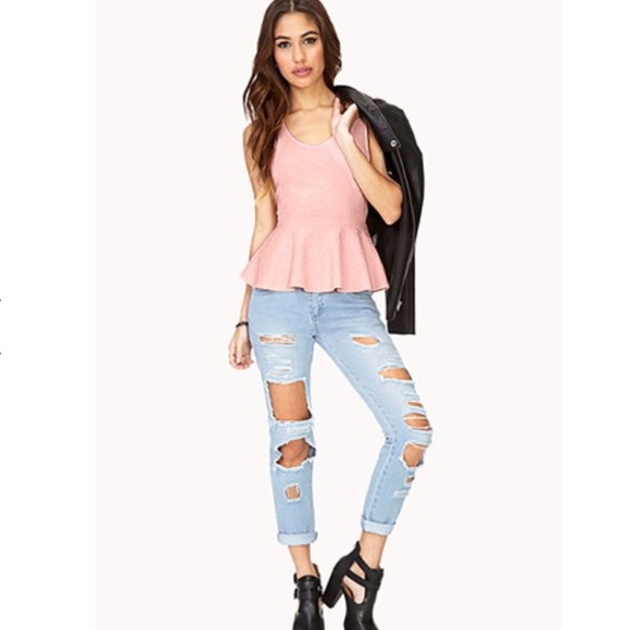 Pink Rosette Stretch Peplum Top