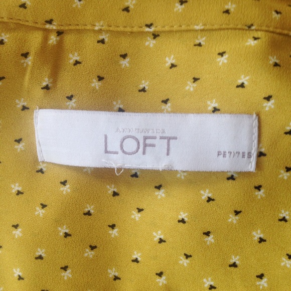 LOFT Yellow Tiny Floral Pattern Shirtdress - Picture 2 of 2