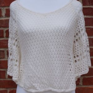 Takeout Cream Open Knit Semi Crop Flowy Retails$36