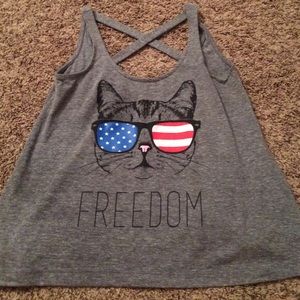 CAT AMERICAN FLAG SHIRT