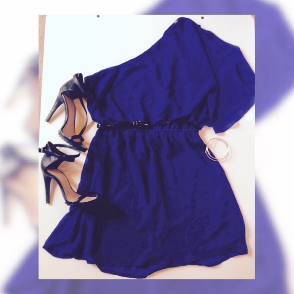 Royal Blue Mini One Shoulder Dress - Med