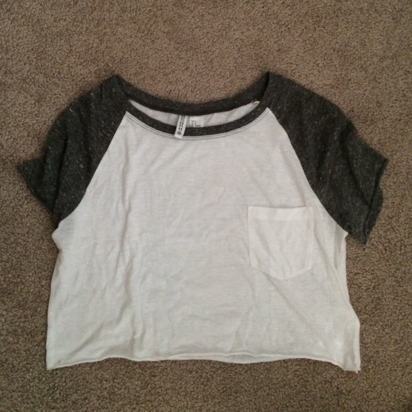 Grey and white crop top