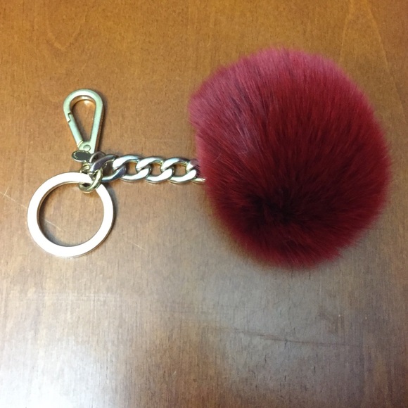 Michael Kors red fur ball keychain