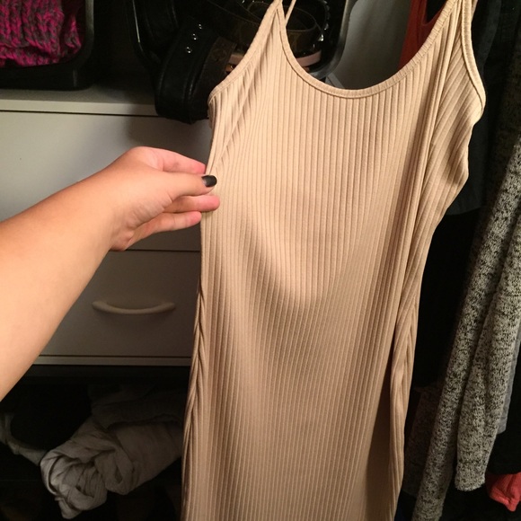 Boohoo Nude Midi Dress with side slit
