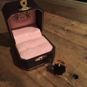 Juicy couture black heart ring with bow, size 8
