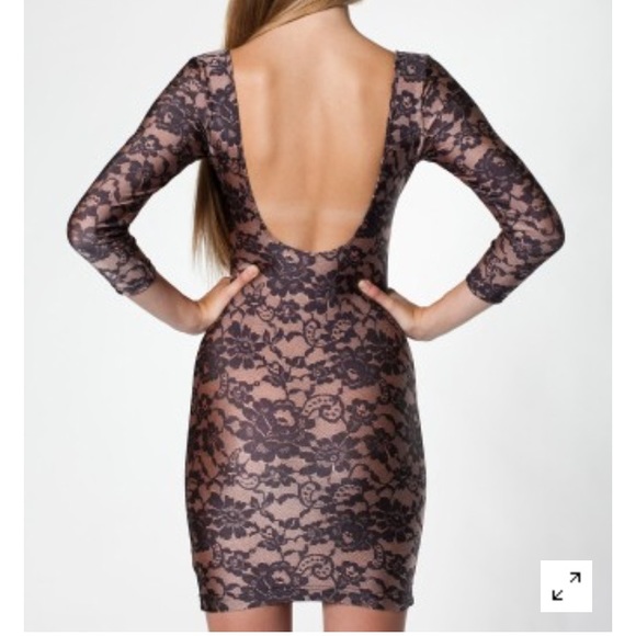 Lace Print Nylon Tricot 3/4 Sleeve Dress - Picture 2 of 4