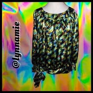 Kaelyn-Max satin multicolor blousy top