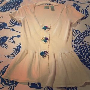 Anthropologie cute button Peplum Sweater XS