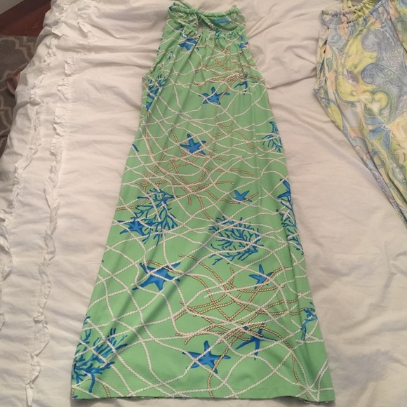 Green halter dress