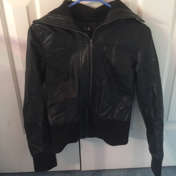 A faux leather jacket