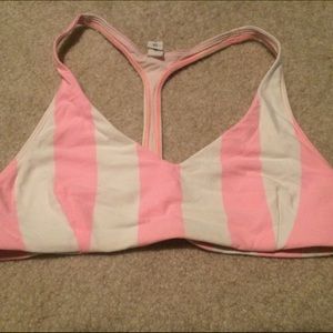 Pink striped LULULEMON size 6 sports bra