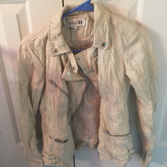 A faux cream leather jacket