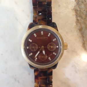 Tortoise-acetate and gold watch