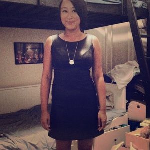 Faux leather black dress