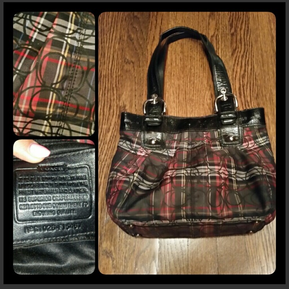 Plaid coach handbag