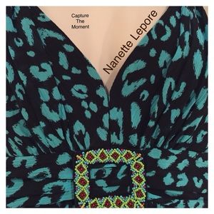 NANETTE LEPORE Aqua and Black Boho Animal Chic