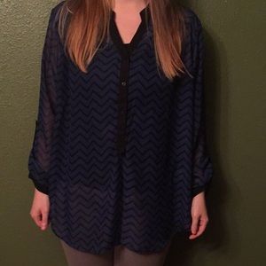 Blue & Black Chevron Top