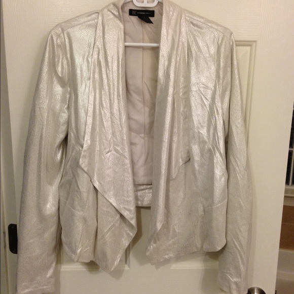INC faux suede metallic moto jacket