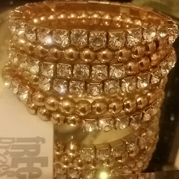 Free Press Jewelry - Gold Tone Rhinestone and Beaded Bracelet