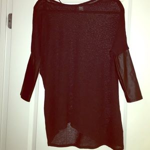H&m divided sheer sweater top w/ pleather sleeves