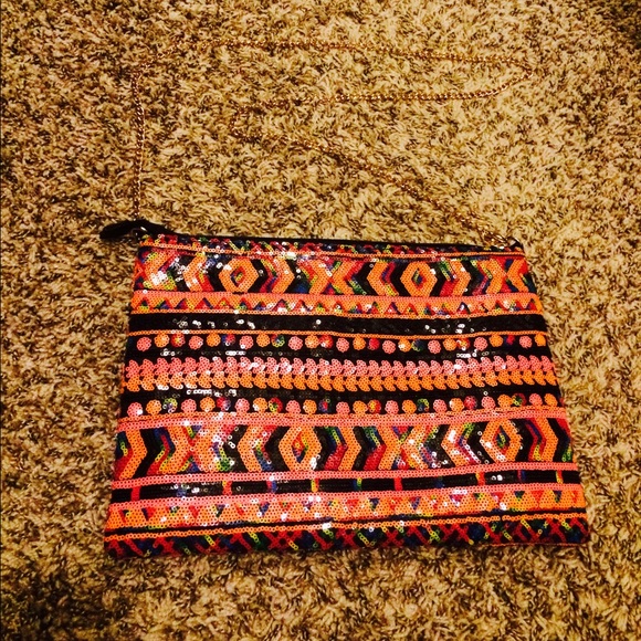 Brightly colored sequin Aztec clutch - Picture 2 of 2