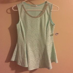 Blue & White Lace Top