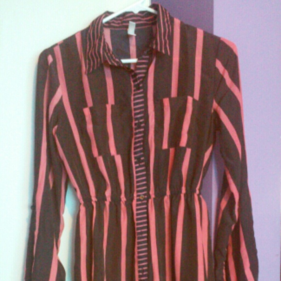 Xhilaration Stripe Button Down Collared Dress