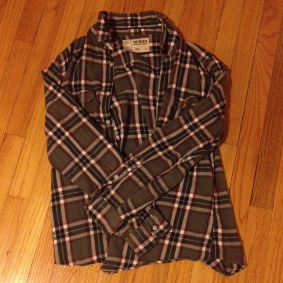 Gray and red flannel