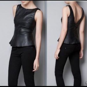 Zara Faux Leather Peplum Top