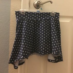 Blue skirt with white polka dots